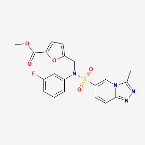 molecular formula C20H17FN4O5S B2620911 methyl 5-{[N-(3-fluorophenyl)3-methyl-[1,2,4]triazolo[4,3-a]pyridine-6-sulfonamido]methyl}furan-2-carboxylate CAS No. 1251660-89-5