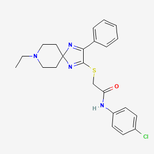 molecular formula C23H25ClN4OS B2620928 N-(4-chlorophenyl)-2-((8-ethyl-3-phenyl-1,4,8-triazaspiro[4.5]deca-1,3-dien-2-yl)thio)acetamide CAS No. 1189712-83-1