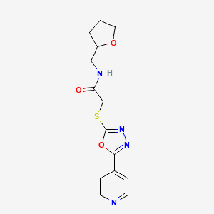 molecular formula C14H16N4O3S B2621052 N-[(oxolan-2-yl)methyl]-2-{[5-(pyridin-4-yl)-1,3,4-oxadiazol-2-yl]sulfanyl}acetamide CAS No. 899945-83-6