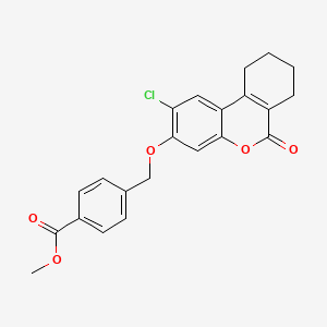 molecular formula C22H19ClO5 B2621064 methyl 4-{[(2-chloro-6-oxo-7,8,9,10-tetrahydro-6H-benzo[c]chromen-3-yl)oxy]methyl}benzoate CAS No. 302549-15-1