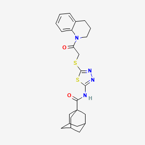 molecular formula C24H28N4O2S2 B2621068 N-(5-{[2-oxo-2-(1,2,3,4-tetrahydroquinolin-1-yl)ethyl]sulfanyl}-1,3,4-thiadiazol-2-yl)adamantane-1-carboxamide CAS No. 392300-07-1