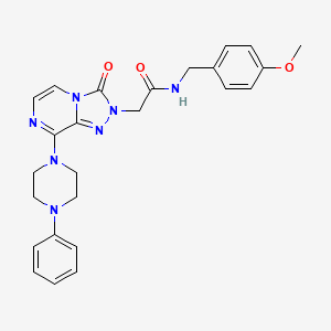 molecular formula C25H27N7O3 B2621163 N-[(4-methoxyphenyl)methyl]-2-[3-oxo-8-(4-phenylpiperazin-1-yl)-2H,3H-[1,2,4]triazolo[4,3-a]pyrazin-2-yl]acetamide CAS No. 1251686-86-8