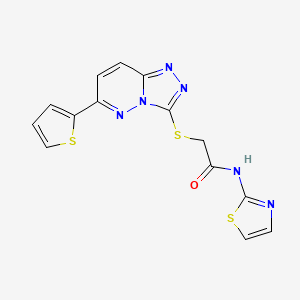 molecular formula C14H10N6OS3 B2621175 N-(1,3-thiazol-2-yl)-2-{[6-(thiophen-2-yl)-[1,2,4]triazolo[4,3-b]pyridazin-3-yl]sulfanyl}acetamide CAS No. 891101-90-9