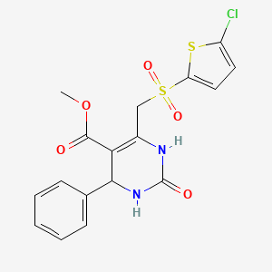 molecular formula C17H15ClN2O5S2 B2621226 Methyl 6-{[(5-chlorothiophen-2-yl)sulfonyl]methyl}-2-oxo-4-phenyl-1,2,3,4-tetrahydropyrimidine-5-carboxylate CAS No. 900012-96-6