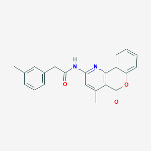 molecular formula C22H18N2O3 B2621261 N-{4-methyl-5-oxo-5H-chromeno[4,3-b]pyridin-2-yl}-2-(3-methylphenyl)acetamide CAS No. 851411-74-0