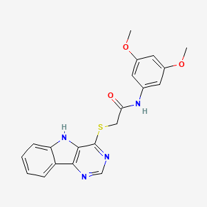 molecular formula C20H18N4O3S B2621286 N-(3,5-dimethoxyphenyl)-2-{5H-pyrimido[5,4-b]indol-4-ylsulfanyl}acetamide CAS No. 1115880-00-6
