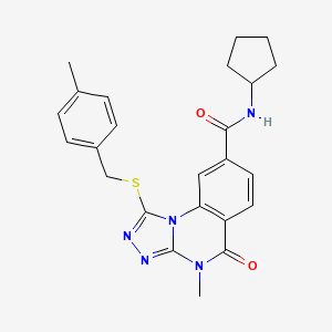 molecular formula C24H25N5O2S B2621334 N-cyclopentyl-4-methyl-1-{[(4-methylphenyl)methyl]sulfanyl}-5-oxo-4H,5H-[1,2,4]triazolo[4,3-a]quinazoline-8-carboxamide CAS No. 1111238-01-7