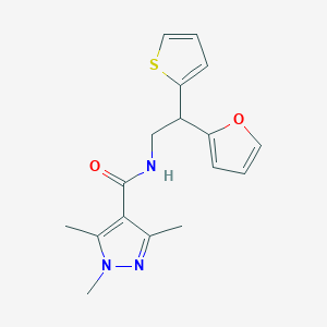 molecular formula C17H19N3O2S B2621337 N-[2-(furan-2-yl)-2-(thiophen-2-yl)ethyl]-1,3,5-trimethyl-1H-pyrazole-4-carboxamide CAS No. 2097873-23-7