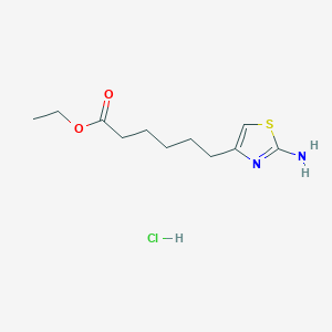 molecular formula C11H19ClN2O2S B2621377 ethyl6-(2-amino-1,3-thiazol-4-yl)hexanoatehydrochloride CAS No. 2580223-11-4