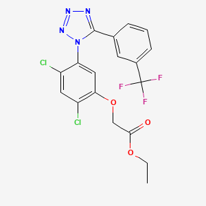 molecular formula C18H13Cl2F3N4O3 B2621427 Ethyl 2-(2,4-dichloro-5-(5-(3-(trifluoromethyl)phenyl)-1H-1,2,3,4-tetraazol-1-yl)phenoxy)acetate CAS No. 338961-67-4