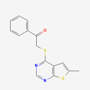molecular formula C15H12N2OS2 B2621458 2-({6-methylthieno[2,3-d]pyrimidin-4-yl}sulfanyl)-1-phenylethan-1-one CAS No. 878696-28-7