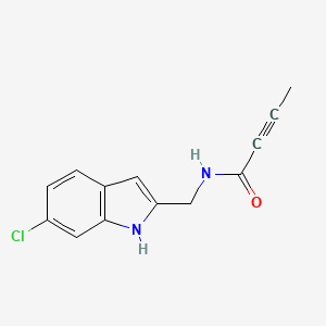 molecular formula C13H11ClN2O B2621473 N-[(6-Chloro-1H-indol-2-yl)methyl]but-2-ynamide CAS No. 2411306-05-1