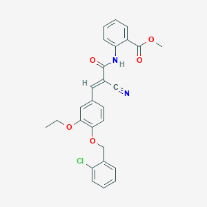 molecular formula C27H23ClN2O5 B2621499 METHYL 2-[((E)-3-{4-[(2-CHLOROBENZYL)OXY]-3-ETHOXYPHENYL}-2-CYANO-2-PROPENOYL)AMINO]BENZOATE CAS No. 380476-85-7