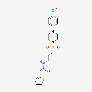 molecular formula C20H27N3O4S2 B2621544 N-(3-((4-(4-methoxyphenyl)piperazin-1-yl)sulfonyl)propyl)-2-(thiophen-2-yl)acetamide CAS No. 1020982-10-8