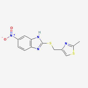 2-methyl-4-(((5-nitro-1H-benzo[d]imidazol-2-yl)thio)methyl)thiazole