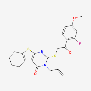 2-[2-(2-Fluoro-4-methoxyphenyl)-2-oxoethyl]sulfanyl-3-prop-2-enyl-5,6,7,8-tetrahydro-[1]benzothiolo[2,3-d]pyrimidin-4-one
