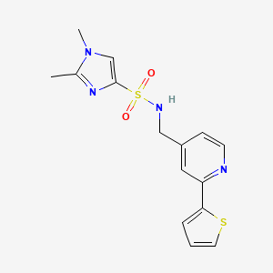 1,2-dimethyl-N-((2-(thiophen-2-yl)pyridin-4-yl)methyl)-1H-imidazole-4-sulfonamide