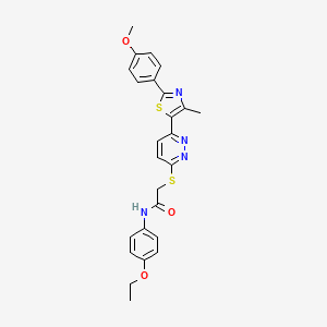 molecular formula C25H24N4O3S2 B2621656 N-(4-ethoxyphenyl)-2-((6-(2-(4-methoxyphenyl)-4-methylthiazol-5-yl)pyridazin-3-yl)thio)acetamide CAS No. 954696-67-4