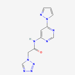 molecular formula C10H9N9O B2621676 N-(6-(1H-pyrazol-1-yl)pyrimidin-4-yl)-2-(1H-tetrazol-1-yl)acetamide CAS No. 1428380-72-6