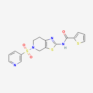 molecular formula C16H14N4O3S3 B2621678 N-(5-(pyridin-3-ylsulfonyl)-4,5,6,7-tetrahydrothiazolo[5,4-c]pyridin-2-yl)thiophene-2-carboxamide CAS No. 1351604-88-0