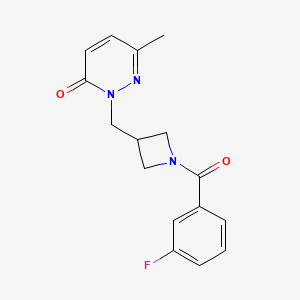 molecular formula C16H16FN3O2 B2621693 2-{[1-(3-Fluorobenzoyl)azetidin-3-yl]methyl}-6-methyl-2,3-dihydropyridazin-3-one CAS No. 2310096-54-7