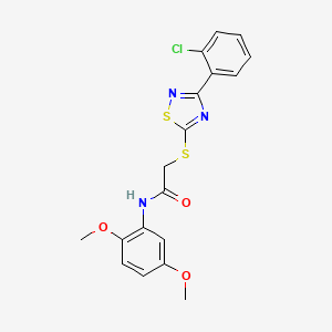 molecular formula C18H16ClN3O3S2 B2621706 2-((3-(2-chlorophenyl)-1,2,4-thiadiazol-5-yl)thio)-N-(2,5-dimethoxyphenyl)acetamide CAS No. 864919-30-2