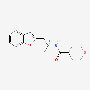 molecular formula C17H21NO3 B2621707 N-[1-(1-benzofuran-2-yl)propan-2-yl]oxane-4-carboxamide CAS No. 2034305-13-8