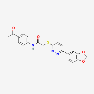 molecular formula C21H17N3O4S B2621710 N-(4-acetylphenyl)-2-{[6-(2H-1,3-benzodioxol-5-yl)pyridazin-3-yl]sulfanyl}acetamide CAS No. 872695-48-2