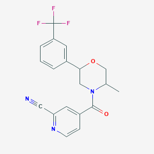 4-[5-Methyl-2-[3-(trifluoromethyl)phenyl]morpholine-4-carbonyl]pyridine-2-carbonitrile