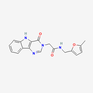molecular formula C18H16N4O3 B2621739 N-[(5-methylfuran-2-yl)methyl]-2-{4-oxo-3H,4H,5H-pyrimido[5,4-b]indol-3-yl}acetamide CAS No. 1105226-83-2