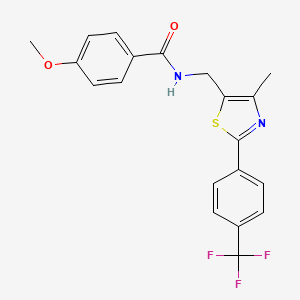 molecular formula C20H17F3N2O2S B2621773 4-methoxy-N-({4-methyl-2-[4-(trifluoromethyl)phenyl]-1,3-thiazol-5-yl}methyl)benzamide CAS No. 866018-74-8