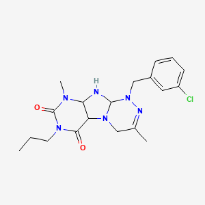 molecular formula C19H21ClN6O2 B2621785 1-[(3-chlorophenyl)methyl]-3,9-dimethyl-7-propyl-1H,4H,6H,7H,8H,9H-[1,2,4]triazino[4,3-g]purine-6,8-dione CAS No. 919025-30-2