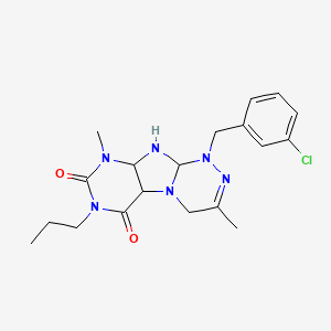 1-[(3-chlorophenyl)methyl]-3,9-dimethyl-7-propyl-1H,4H,6H,7H,8H,9H-[1,2,4]triazino[4,3-g]purine-6,8-dione