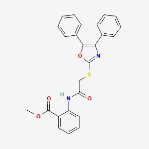 molecular formula C25H20N2O4S B2621789 METHYL 2-{2-[(4,5-DIPHENYL-1,3-OXAZOL-2-YL)SULFANYL]ACETAMIDO}BENZOATE CAS No. 392702-77-1
