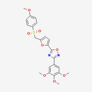 molecular formula C23H22N2O8S B2621790 5-(5-(((4-Methoxyphenyl)sulfonyl)methyl)furan-2-yl)-3-(3,4,5-trimethoxyphenyl)-1,2,4-oxadiazole CAS No. 1207046-21-6