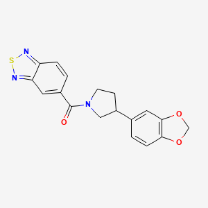 molecular formula C18H15N3O3S B2621804 5-[3-(2H-1,3-benzodioxol-5-yl)pyrrolidine-1-carbonyl]-2,1,3-benzothiadiazole CAS No. 2034597-24-3