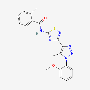 molecular formula C20H18N6O2S B2621856 N-{3-[1-(2-methoxyphenyl)-5-methyl-1H-1,2,3-triazol-4-yl]-1,2,4-thiadiazol-5-yl}-2-methylbenzamide CAS No. 932300-18-0