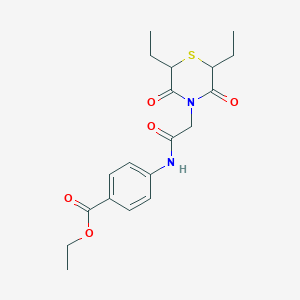 molecular formula C19H24N2O5S B2621883 ethyl 4-[2-(2,6-diethyl-3,5-dioxothiomorpholin-4-yl)acetamido]benzoate CAS No. 868215-62-7