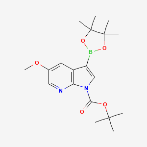 molecular formula C19H27BN2O5 B2621930 Tert-butyl 5-methoxy-3-(4,4,5,5-tetramethyl-1,3,2-dioxaborolan-2-YL)-1H-pyrrolo[2,3-B]pyridine-1-carboxylate CAS No. 1073338-94-9