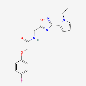 molecular formula C17H17FN4O3 B2622027 N-((3-(1-ethyl-1H-pyrrol-2-yl)-1,2,4-oxadiazol-5-yl)methyl)-2-(4-fluorophenoxy)acetamide CAS No. 2034410-76-7