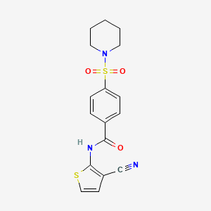molecular formula C17H17N3O3S2 B2622043 N-(3-cyanothiophen-2-yl)-4-(piperidine-1-sulfonyl)benzamide CAS No. 865545-80-8