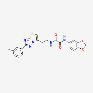 molecular formula C22H19N5O4S B2622074 N1-(benzo[d][1,3]dioxol-5-yl)-N2-(2-(2-(m-tolyl)thiazolo[3,2-b][1,2,4]triazol-6-yl)ethyl)oxalamide CAS No. 894040-74-5