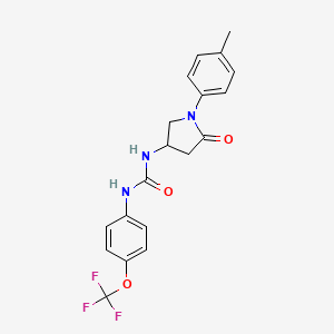 molecular formula C19H18F3N3O3 B2622085 1-(5-Oxo-1-(p-tolyl)pyrrolidin-3-yl)-3-(4-(trifluoromethoxy)phenyl)urea CAS No. 894019-65-9