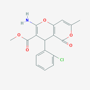 molecular formula C17H14ClNO5 B2622154 methyl 2-amino-4-(2-chlorophenyl)-7-methyl-5-oxo-4H,5H-pyrano[4,3-b]pyran-3-carboxylate CAS No. 364621-62-5