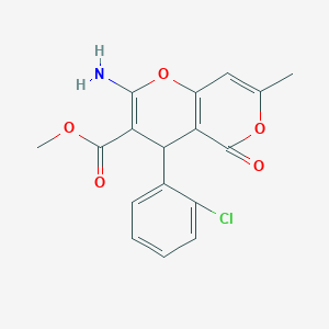 B2622154 methyl 2-amino-4-(2-chlorophenyl)-7-methyl-5-oxo-4H,5H-pyrano[4,3-b]pyran-3-carboxylate CAS No. 364621-62-5