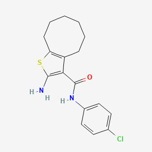 molecular formula C17H19ClN2OS B2622156 2-amino-N-(4-chlorophenyl)-4,5,6,7,8,9-hexahydrocycloocta[b]thiophene-3-carboxamide CAS No. 669740-02-7