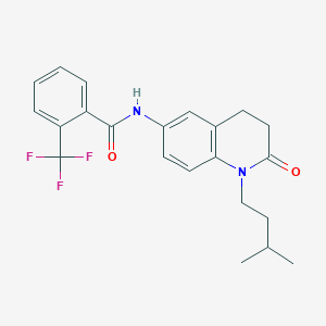 molecular formula C22H23F3N2O2 B2622170 N-(1-isopentyl-2-oxo-1,2,3,4-tetrahydroquinolin-6-yl)-2-(trifluoromethyl)benzamide CAS No. 941954-30-9