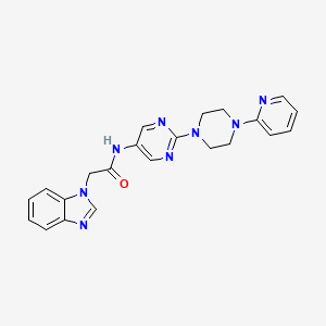 2-(1H-benzo[d]imidazol-1-yl)-N-(2-(4-(pyridin-2-yl)piperazin-1-yl)pyrimidin-5-yl)acetamide