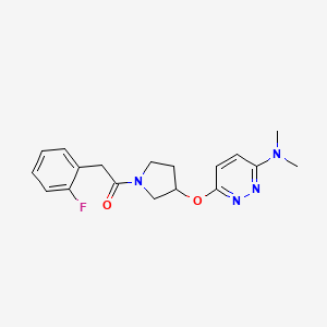 molecular formula C18H21FN4O2 B2622282 1-(3-((6-(Dimethylamino)pyridazin-3-yl)oxy)pyrrolidin-1-yl)-2-(2-fluorophenyl)ethanone CAS No. 2034225-03-9