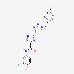 molecular formula C19H14ClFN6O2 B2622293 N-(3-chloro-4-fluorophenyl)-3-{1-[(4-methylphenyl)methyl]-1H-1,2,3-triazol-4-yl}-1,2,4-oxadiazole-5-carboxamide CAS No. 1251552-37-0